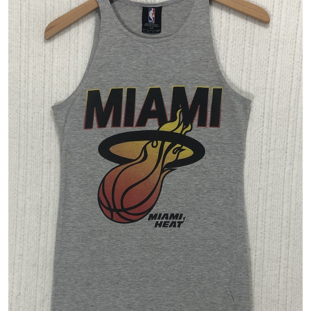 NBA Miami Heat Tank Dress Heather Gray Sleeveless Logo Graphic L